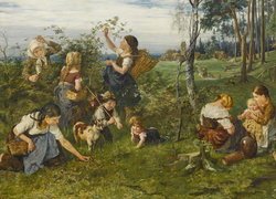 Dzieci zbierające owoce w malarstwie Juliusa Adama