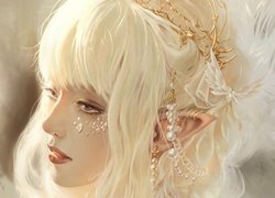 Dziewczyna elf z perłami we włosach