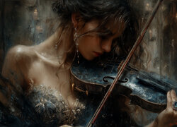 Dziewczyna, Skrzypce, Świece, Biżuteria, Muzyka, Kobieta