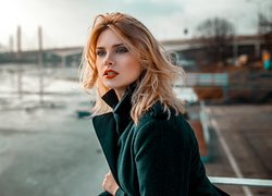 Kobieta, Carla Sonre, Modelka, Blondynka, Makijaż, Zielona, Marynarka