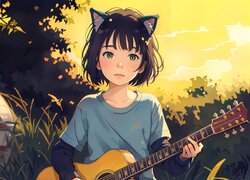 Dziewczyna, Gitara, Anime