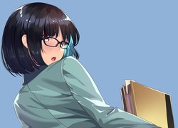 Dziewczyna, Okulary, Książka, Manga Anime