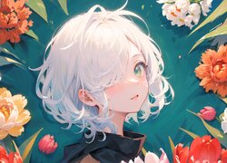 Dziewczyna wśród kwiatów w anime
