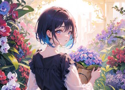 Dziewczyna z kwiatami w anime