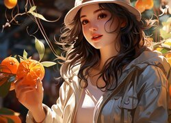 Dziewczyna z pomarańczą w dłoni