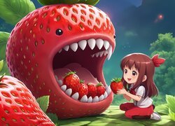 Dziewczynka, Truskawki, Anime
