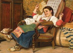 Dziewczynka na fotelu w malarstwie Luigi Bechi