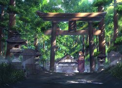Dziewczynka u bram świątyni