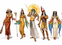 Egipscy bogowie na białym tle