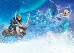 Elsa, Kristoff i renifer Sven w bajce dla dzieci Kraina lodu
