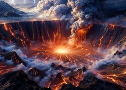 Erupcja wulkanu w grafice