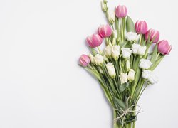 Kwiaty, Bukiet, Różowe, Tulipany, Biała, Eustoma