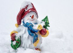 Figurka bałwanka w śniegu