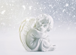 Dekoracja, Biały, Aniołek, Śnieg