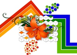 Figury geometryczne i kwiat lilii w grafice 2D