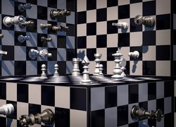Figury na szachownicy w grafice 3D