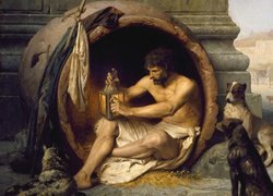 Filozof Diogenes i psy na obrazie Jeana Leona Gerome