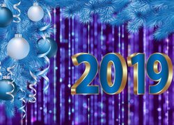 Fioletowo-niebieska dekoracja na Nowy Rok