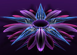Grafika 3D, Fioletowo-niebieski, Kwiat