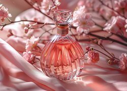 Flakon, Perfumy, Tkanina, Kwiaty, Kompozycja
