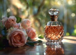 Flakon, Perfumy, Kwiaty, Róże, Kompozycja