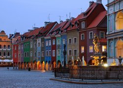 Polska, Poznań, Stary Rynek, Fontanna Prozerpiny, Kamienice, Domy