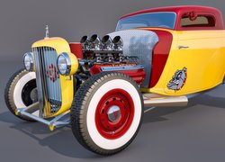 Zabytkowy, Żółto-czerwony, Ford Rod, 1934