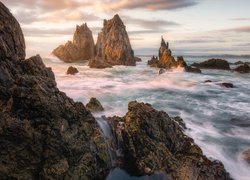 Morze, Fale, Skały, Formacja Camel Rock, Bermagui, Australia