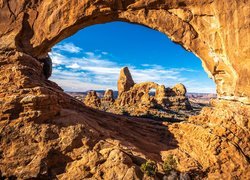 Stany Zjednoczone, Utah, Park Narodowy Arches, Skały, Formacja skalna, Turret Arch, Łuki, Skalne