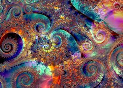 Fraktal z kolorowymi spiralami