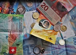 Franki szwajcarskie w banknotach i monetach