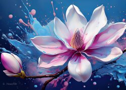 Magnolia, Rozbryzgi, Farby, Grafika