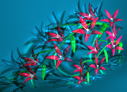 Gałązka z kwiatami w grafice 3D