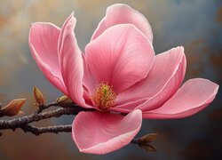 Kwiat, Różowy, Magnolia, Grafika