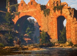 Geralt z Rivii obok ruin