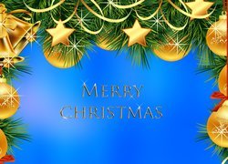 Boże Narodzenie, Girlanda, Bombki, Napis, Merry Christmas, Święta, Grafika 2D