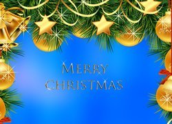 Boże Narodzenie, Girlanda, Bombki, Napis, Merry Christmas, Święta, Grafika 2D