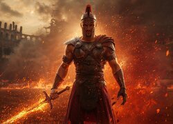 Gladiator, Miecz, Arena, Ogień, AI