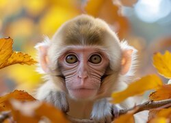 Głowa makaka japońskiego w grafice