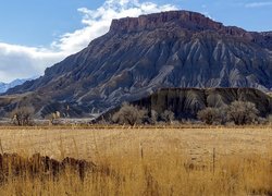 Góry, Sucha, Trawa, Caineville Mesa, Utah, Stany Zjednoczone