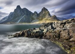 Góry, Góra Eystrahorn, Morze, Skały, Islandia