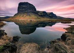 Islandia, Góra, Lomagnupur, Jezioro, Odbicie