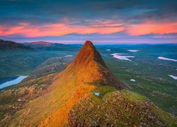 Szkocja, Góry, Góra Suilven, Jeziora, Niebo