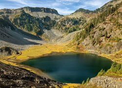 Góry, Jezioro, Bagley Lake, Drzewa, Stan Waszyngton, Stany Zjednoczone