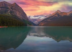 Góry, Kolorowe, Niebo, Jezioro, Lake Louise, Park Narodowy Banff, Alberta, Kanada