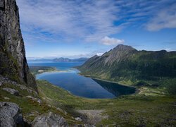 Norwegia, Lofoty, Góry, Fiord, Morfjorden