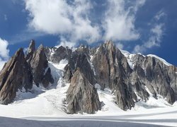 Góry, Mont Blanc, Szczyty, Mont Blanc du Tacul, Śnieg, Zima, Chmury, Francja