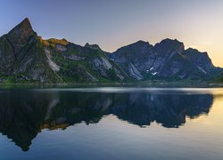 Norwegia, Lofoty, Góry, Morze Norweskie, Odbicie