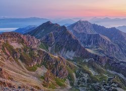 Wschód słońca, Szczyty, Góry, Alpy, Niskie Taury, Austria