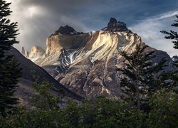 Park Narodowy Torres Del Paine, Góry, Cordillera del Paine, Masyw Torres del Paine, Rzeka, Skała, Drzewo, Patagonia, Chile